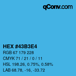 Color code: HEX #43B3E4 | qconv.com