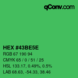Farbcode: HEX #43BE5E | qconv.com