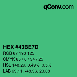 Color code: HEX #43BE7D | qconv.com
