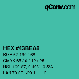Color code: HEX #43BEA8 | qconv.com
