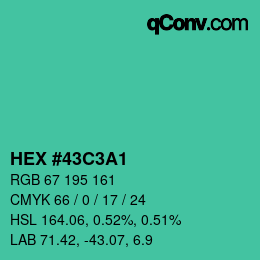 Color code: HEX #43C3A1 | qconv.com