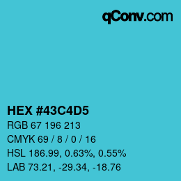 Code couleur: HEX #43C4D5 | qconv.com