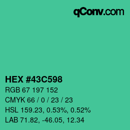 Color code: HEX #43C598 | qconv.com