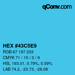 カラーコード: HEX #43C5E9 | qconv.com