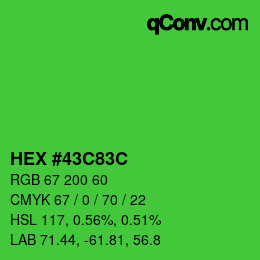 Color code: HEX #43C83C | qconv.com