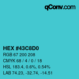 Color code: HEX #43C8D0 | qconv.com