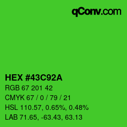 カラーコード: HEX #43C92A | qconv.com
