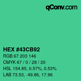 Color code: HEX #43CB92 | qconv.com