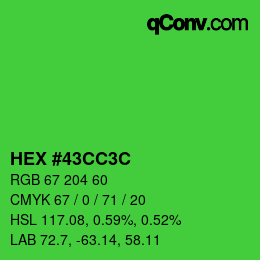 Color code: HEX #43CC3C | qconv.com