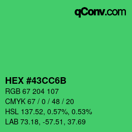 Color code: HEX #43CC6B | qconv.com
