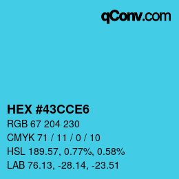 Código de color: HEX #43CCE6 | qconv.com