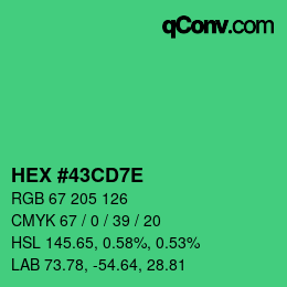 Color code: HEX #43CD7E | qconv.com