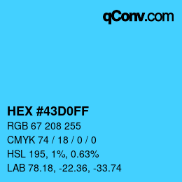 Color code: HEX #43D0FF | qconv.com