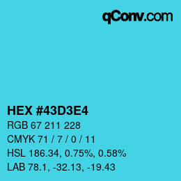 Color code: HEX #43D3E4 | qconv.com
