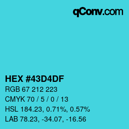 Color code: HEX #43D4DF | qconv.com