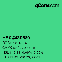 Color code: HEX #43D889 | qconv.com