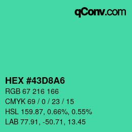 颜色代码: HEX #43D8A6 | qconv.com