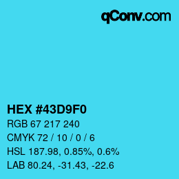 Color code: HEX #43D9F0 | qconv.com
