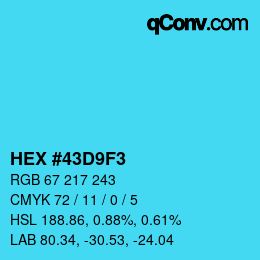 カラーコード: HEX #43D9F3 | qconv.com