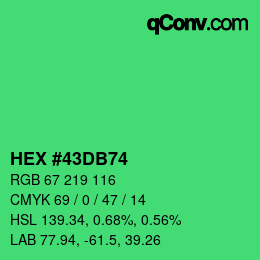 颜色代码: HEX #43DB74 | qconv.com