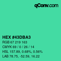 颜色代码: HEX #43DBA3 | qconv.com