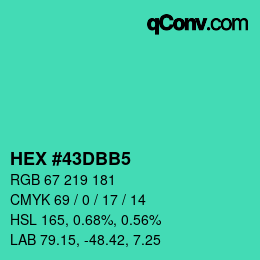 颜色代码: HEX #43DBB5 | qconv.com