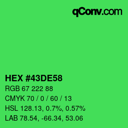 Color code: HEX #43DE58 | qconv.com