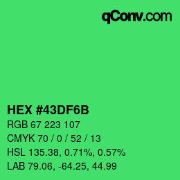Color code: HEX #43DF6B | qconv.com