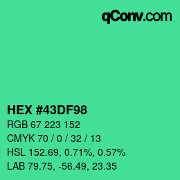 Color code: HEX #43DF98 | qconv.com
