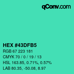 Color code: HEX #43DFB5 | qconv.com