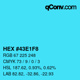 Color code: HEX #43E1F8 | qconv.com