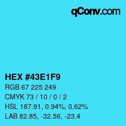 カラーコード: HEX #43E1F9 | qconv.com