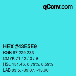 Color code: HEX #43E5E9 | qconv.com