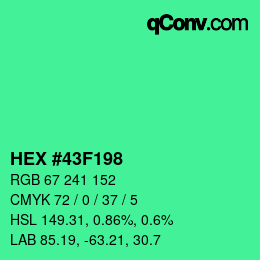 Color code: HEX #43F198 | qconv.com