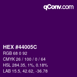 Farbcode: HEX #44005C | qconv.com