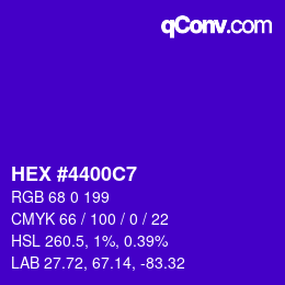 颜色代码: HEX #4400C7 | qconv.com