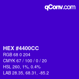 Color code: HEX #4400CC | qconv.com