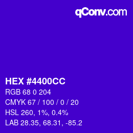 颜色代码: HEX #4400CC | qconv.com