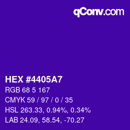 カラーコード: HEX #4405A7 | qconv.com