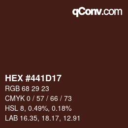 Color code: HEX #441D17 | qconv.com