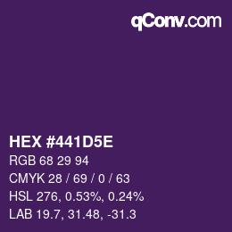 Color code: HEX #441D5E | qconv.com