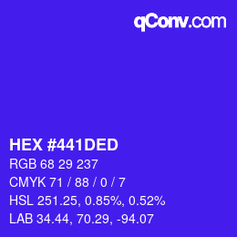 Color code: HEX #441DED | qconv.com