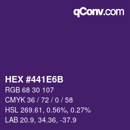Color code: HEX #441E6B | qconv.com