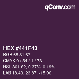 颜色代码: HEX #441F43 | qconv.com