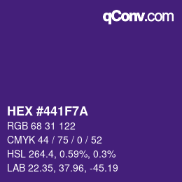 颜色代码: HEX #441F7A | qconv.com