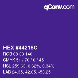 Color code: HEX #44218C | qconv.com