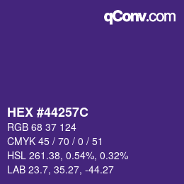 Color code: HEX #44257C | qconv.com