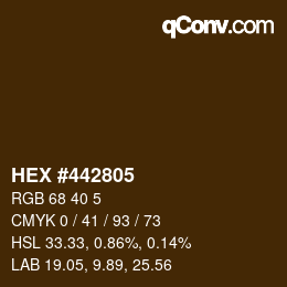 颜色代码: HEX #442805 | qconv.com