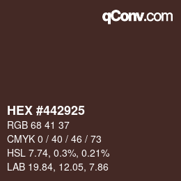 Color code: HEX #442925 | qconv.com