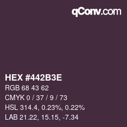 Color code: HEX #442B3E | qconv.com